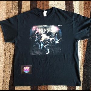 KISS Alive Retro T-Shirt Size XL Black Rock Band